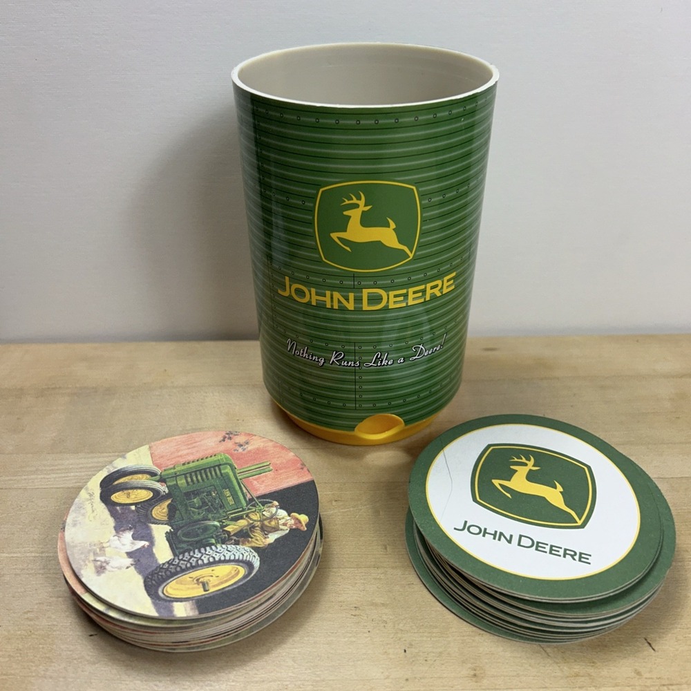 John‎ Deer Coaster Holder With 28 Coasters